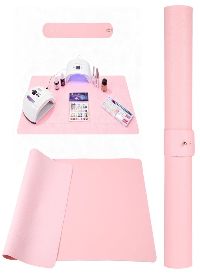 Xyembu 23.6 x 11.8in Foldable Nail Art Table Mat, Soft Microfiber PU Leather Nail Desk Mat, Double-Sided Waterproof Non-Slip Protective Pad for Nail Tech Salon, Professional Home Use - Image 1